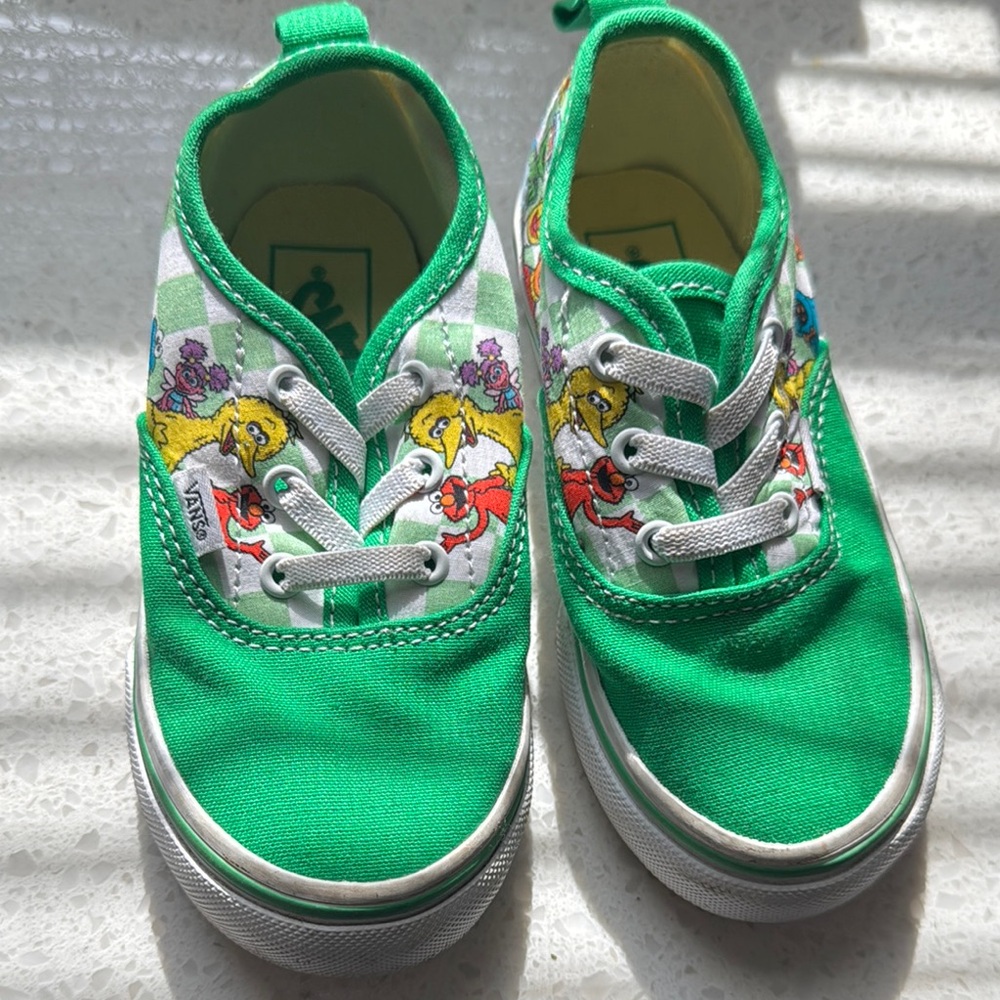 Green Kids Shoes with Cartoon Design